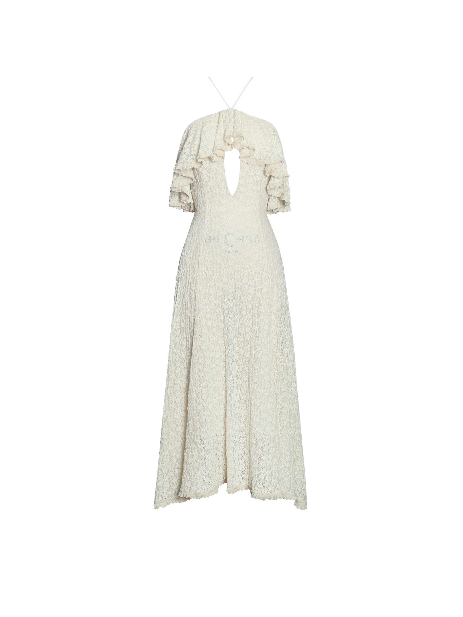 Idra Lace Trim Sleeveless Crochet Midi Trailing Dress - HOUSE OF SHE