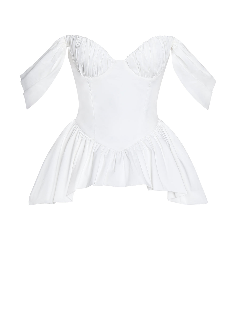 Qistina White Off-shoulder Bubble Hem Peplum Cotton Top