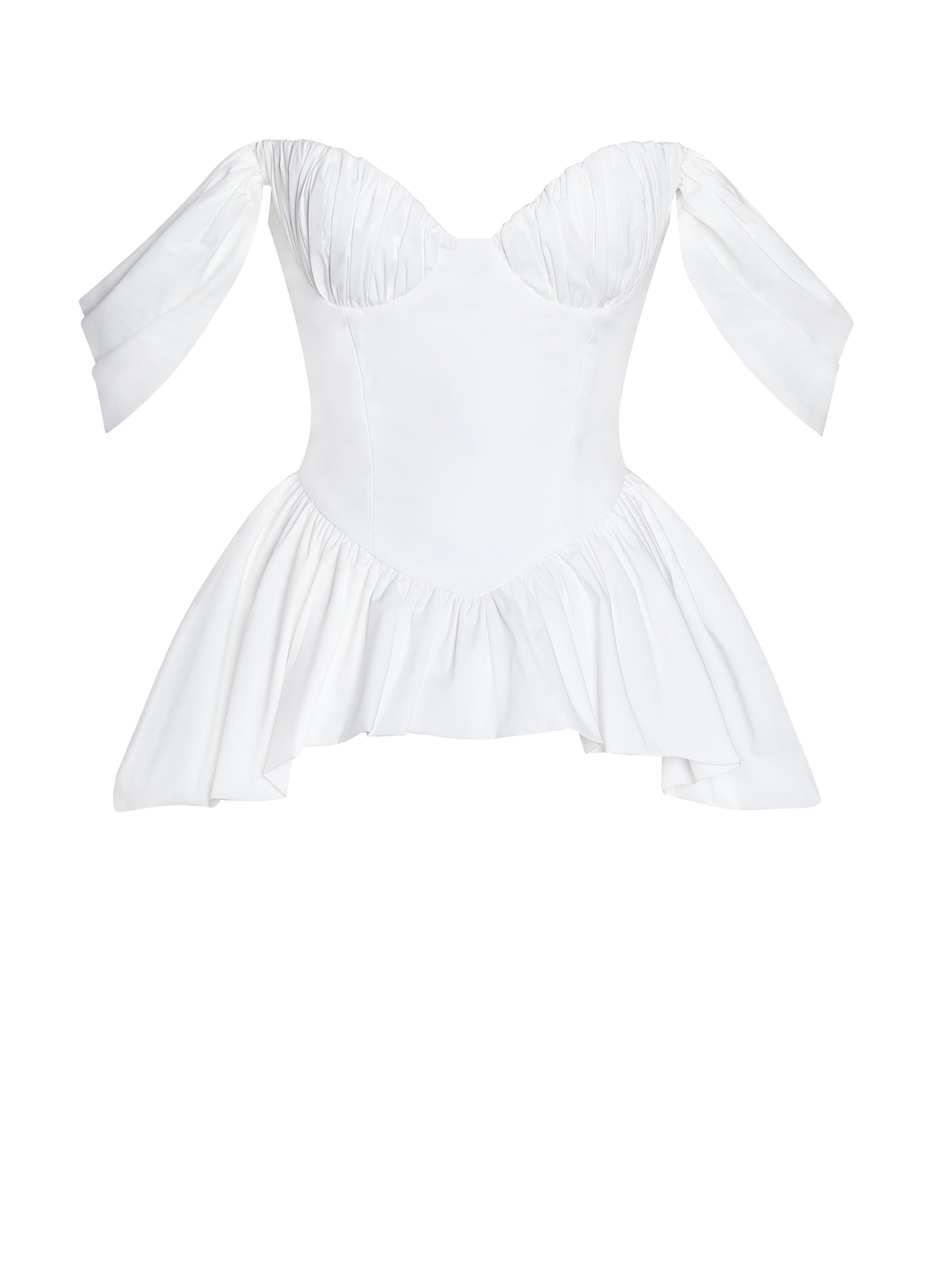 Qistina White Off-shoulder Bubble Hem Peplum Cotton Top