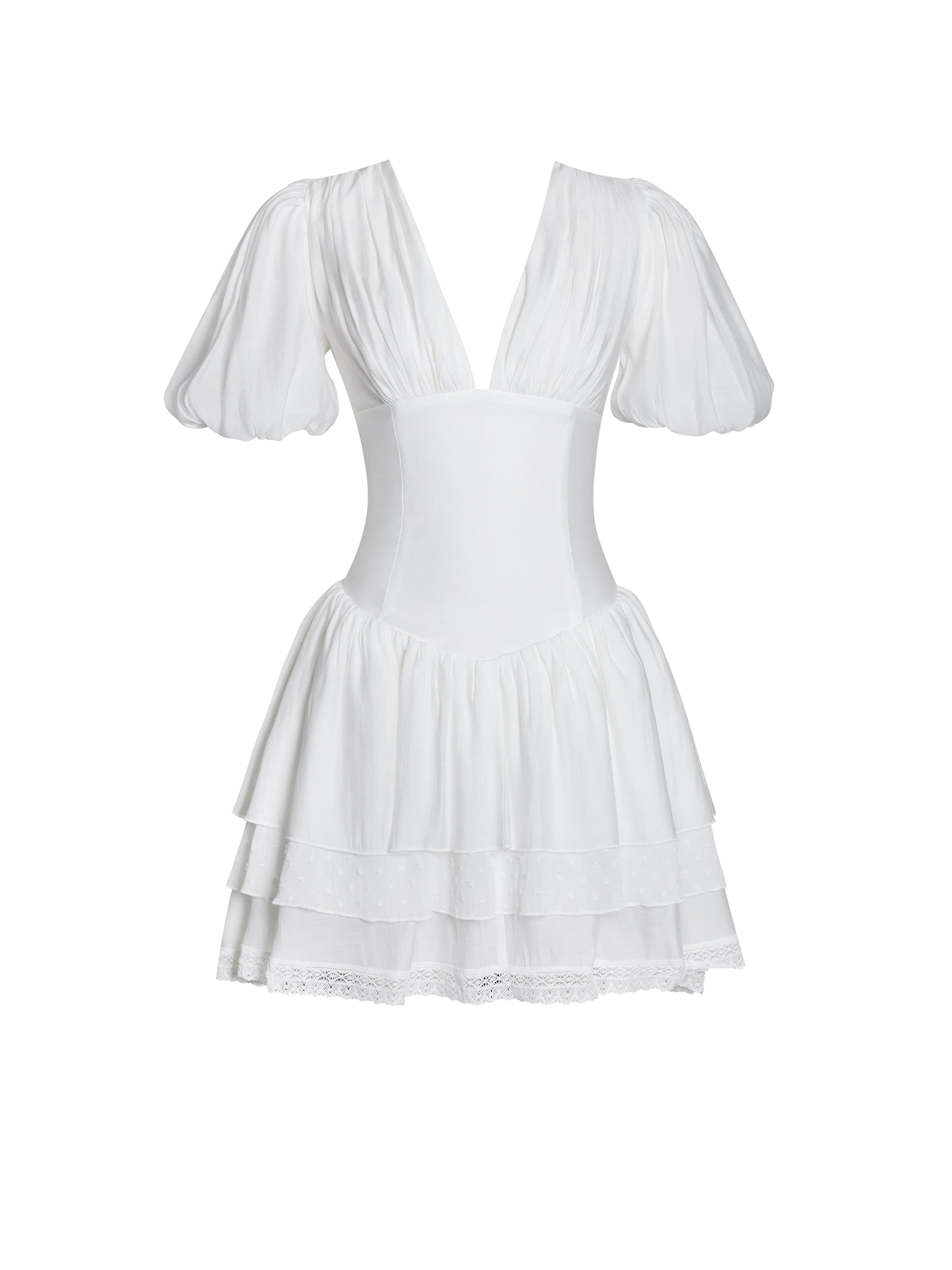 Caitlyn Bubble Sleeve Layered Mini Corset Dress - HOUSE OF SHE