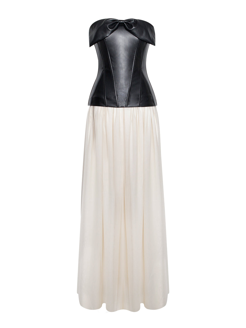 Mei Black Vegan Leather Corset Maxi Dress  HOUSE OF SHE