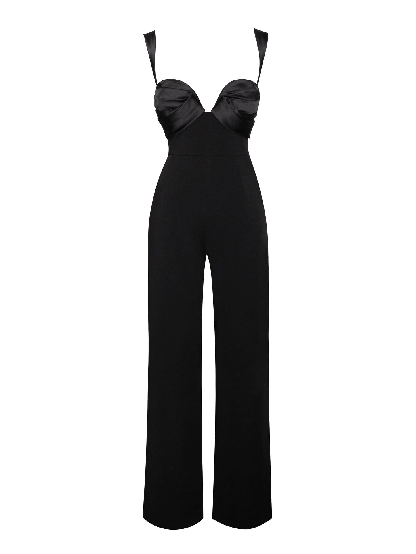 Onika Black Satin and Crepe Jumpsuit  HOUSE OF SHE