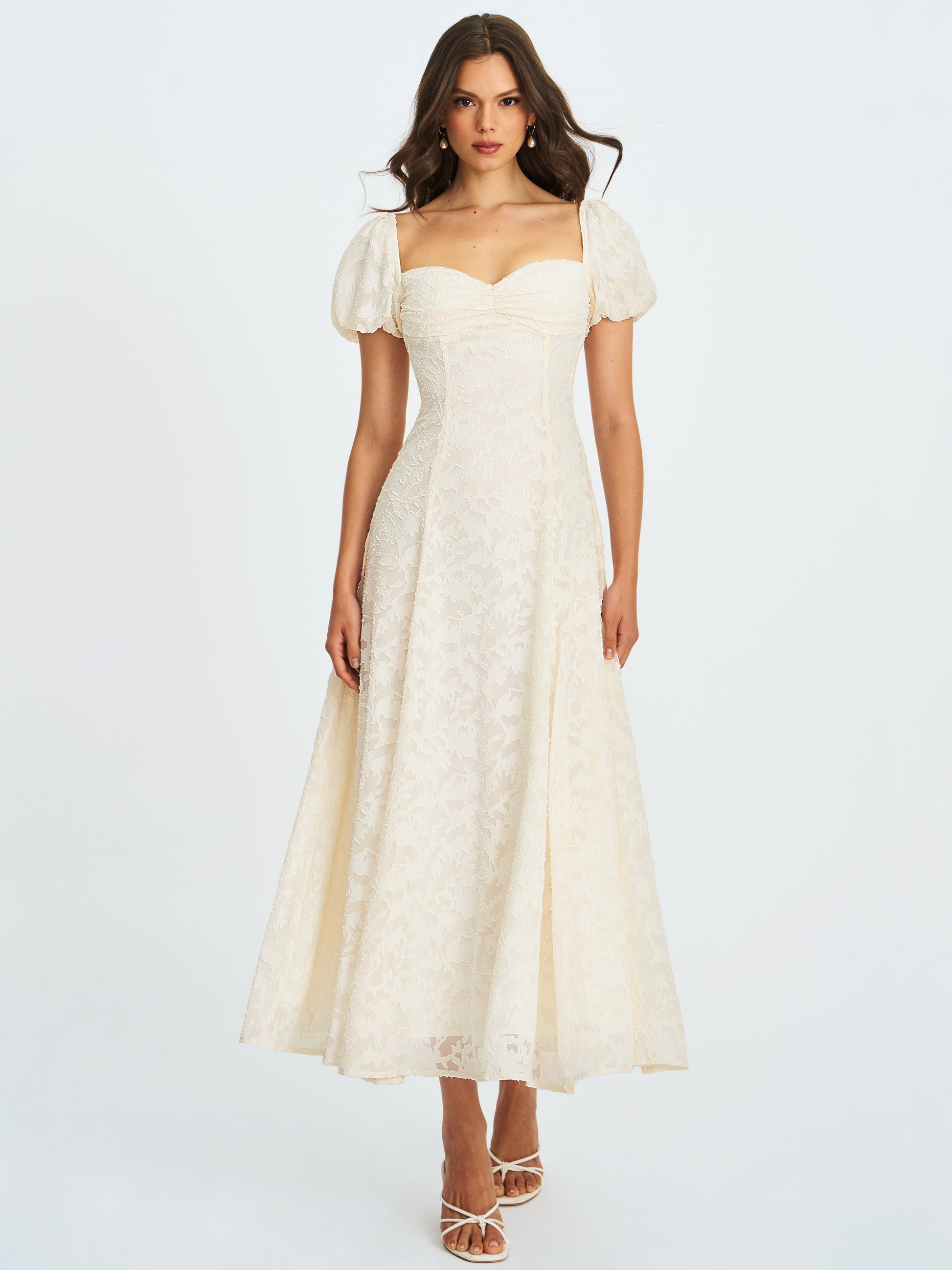 Pandora White Bubble Sleeve Backless Maxi Dress - HOUSE OF SHE