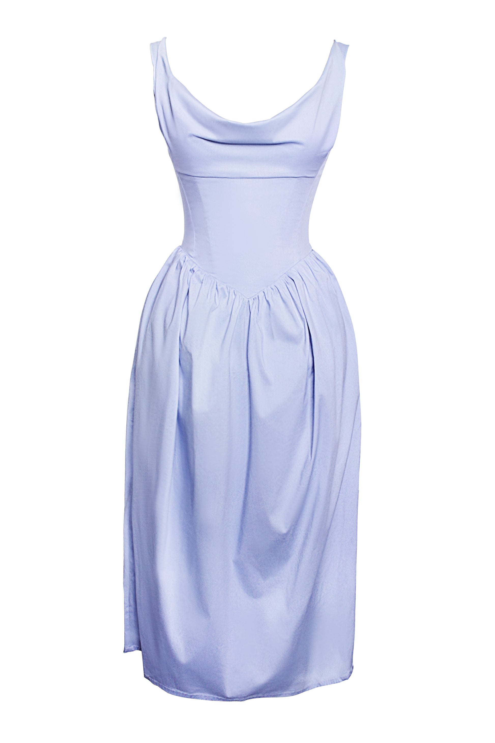 Reina Blue Drop Waist Corset Midi Dress  HOUSE OF SHE