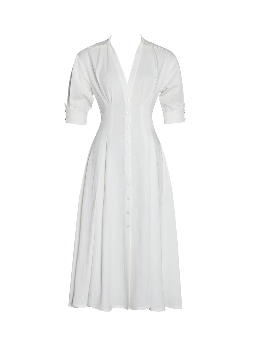 Palina Lyocell Pleated Midi Preppy Shirt Dress - HOUSE OF SHE