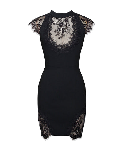 Nella Black Lace Mini Dress