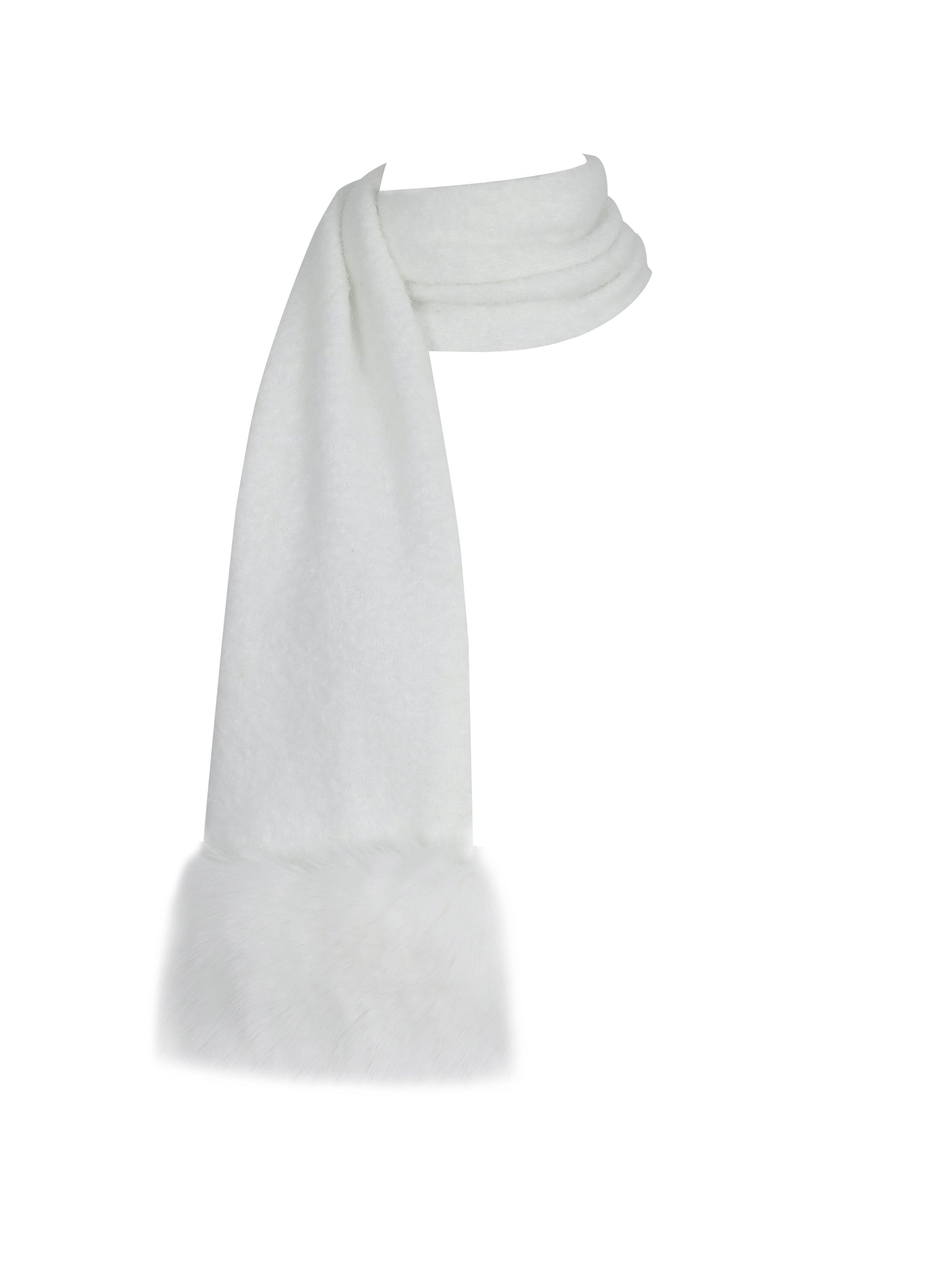 Selma White Wool-Blend Ribbed Knit Scarf