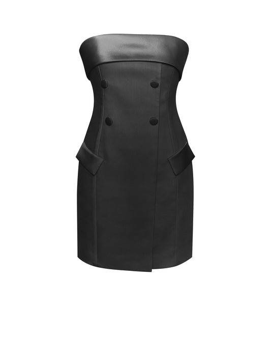 Dalilah Black Double Breast Mini Pencil Dress