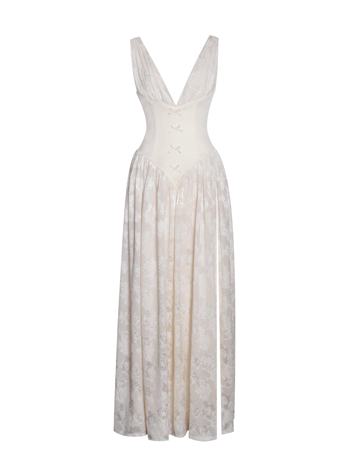 Reina High Slit Jacquard Maxi Dress
