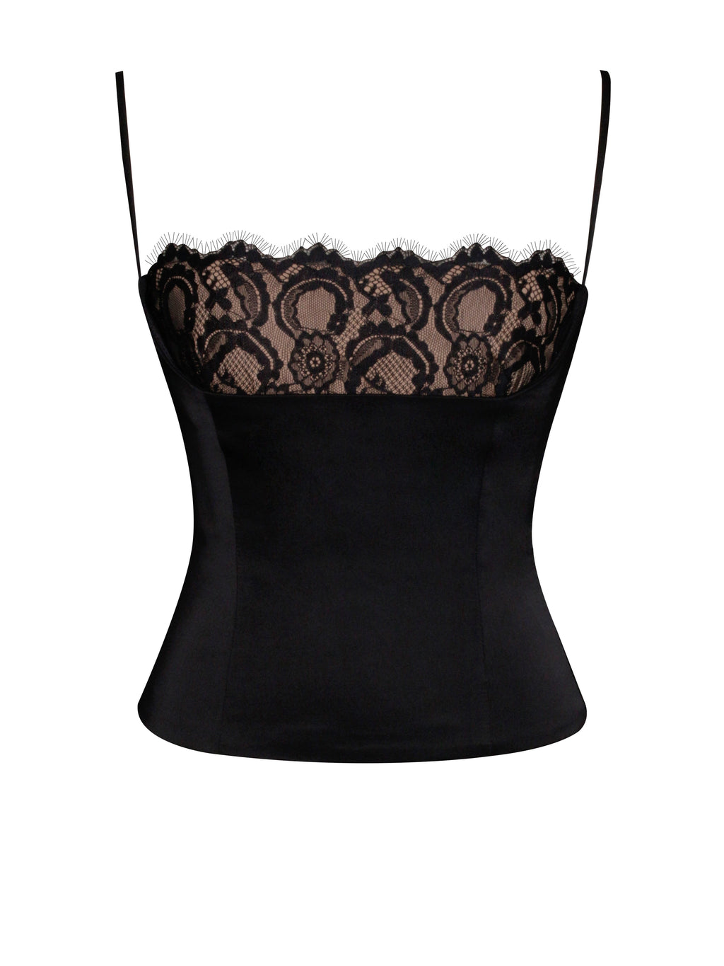 Padma Black Satin Lace Bustier Corset Top  HOUSE OF SHE