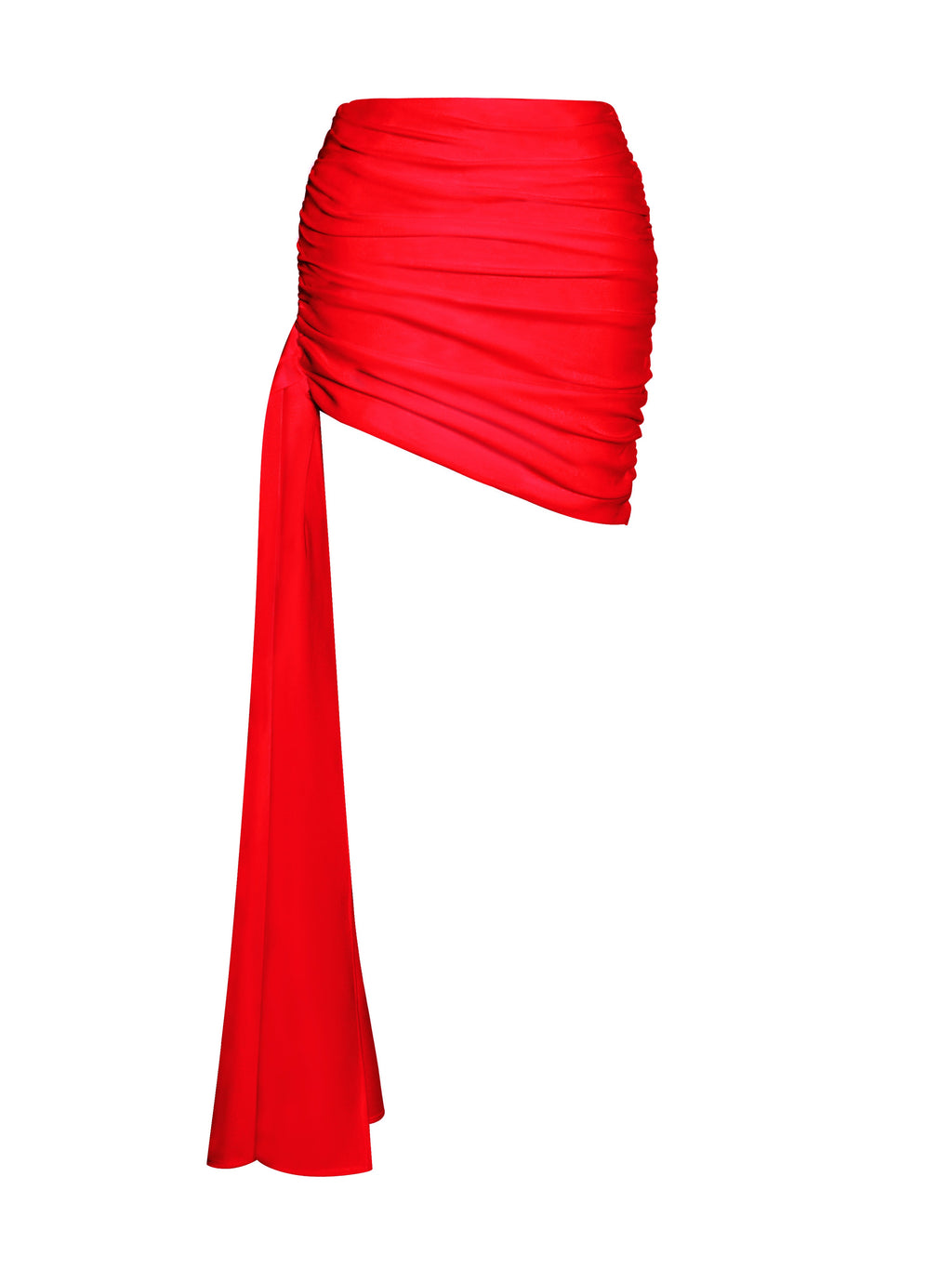 Yanina Red Ruched Drapping Mini Skirt  HOUSE OF SHE