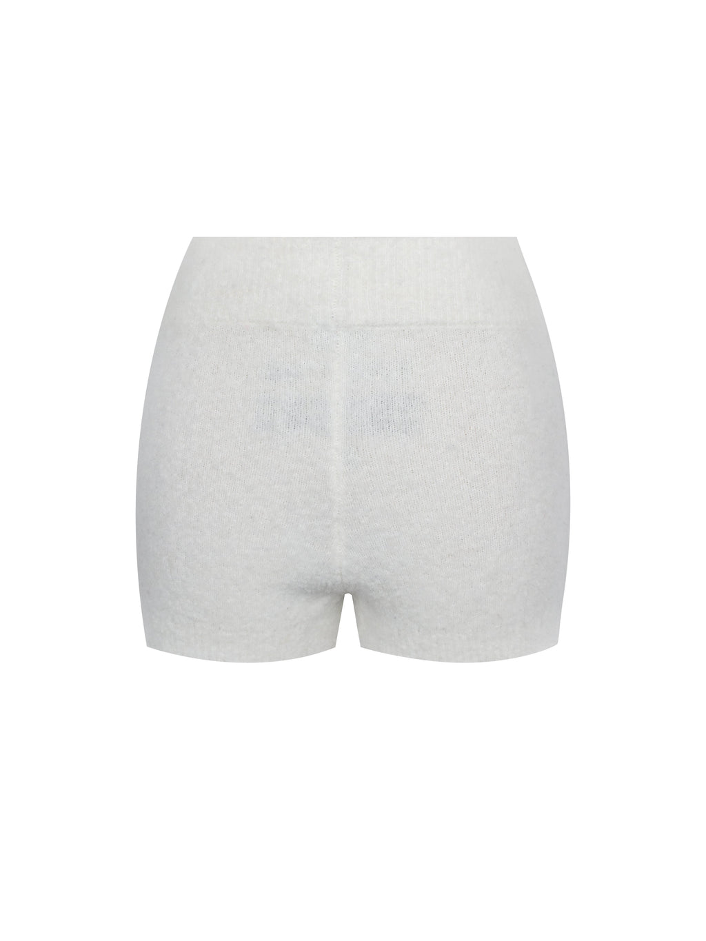 Sera White Wool-Blend Ribbed Knit Mini Shorts