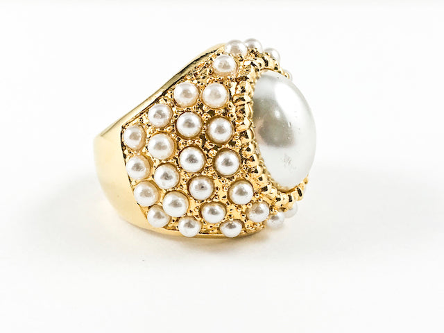 Baroque Pearl Steel Ring