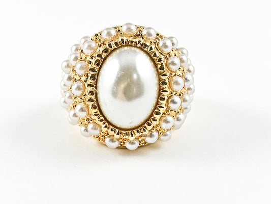 Baroque Pearl Steel Ring