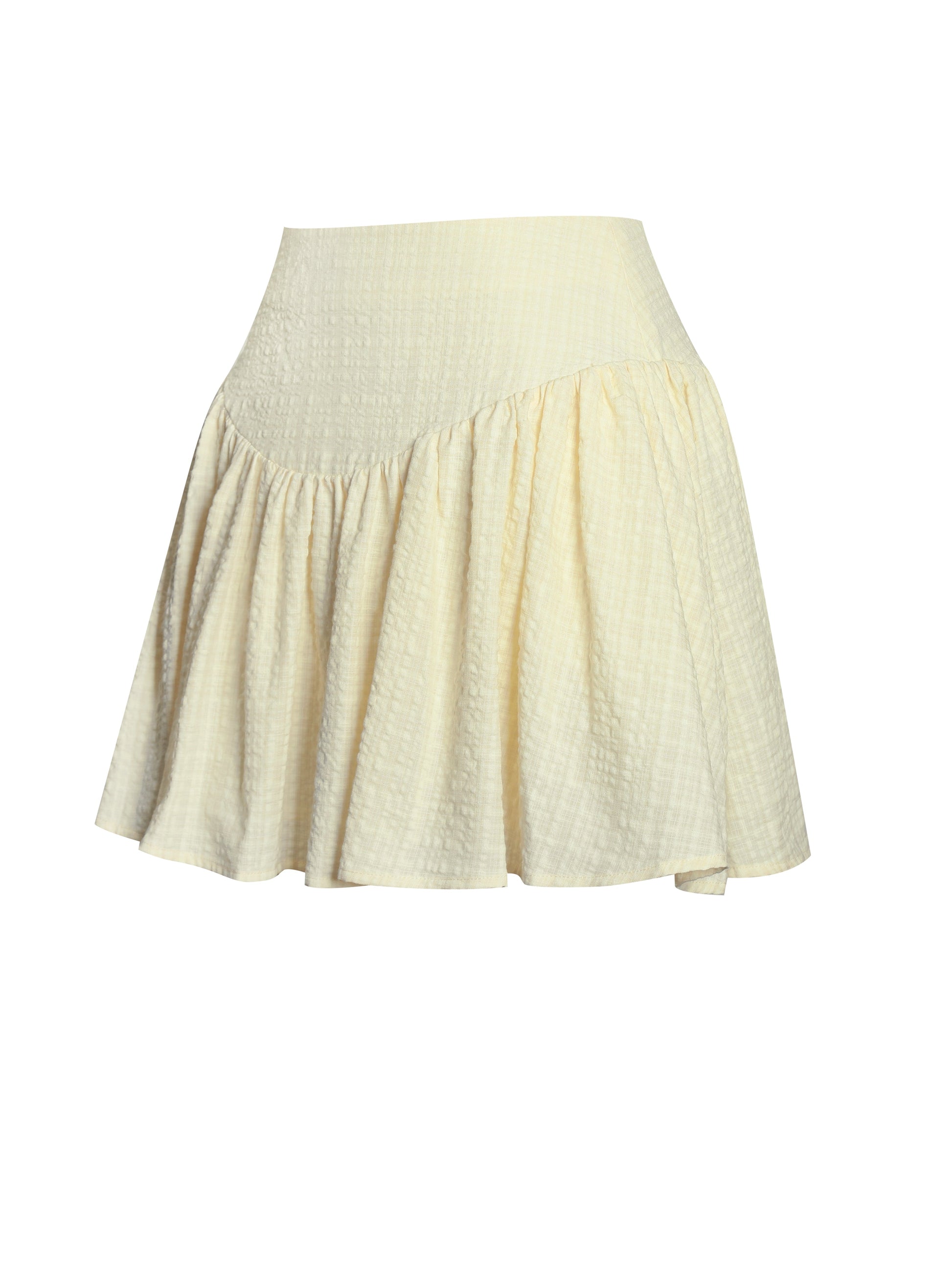 Odelie Yellow Drop Waist  Seersucker Full Skirt - HOUSE OF SHE