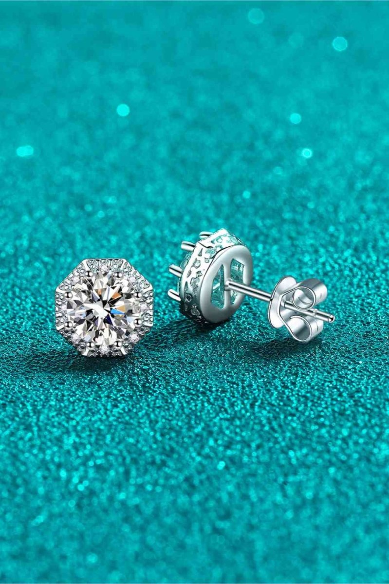 2 Carat Moissanite 925 Sterling Silver Stud Earrings - HOUSE OF SHE