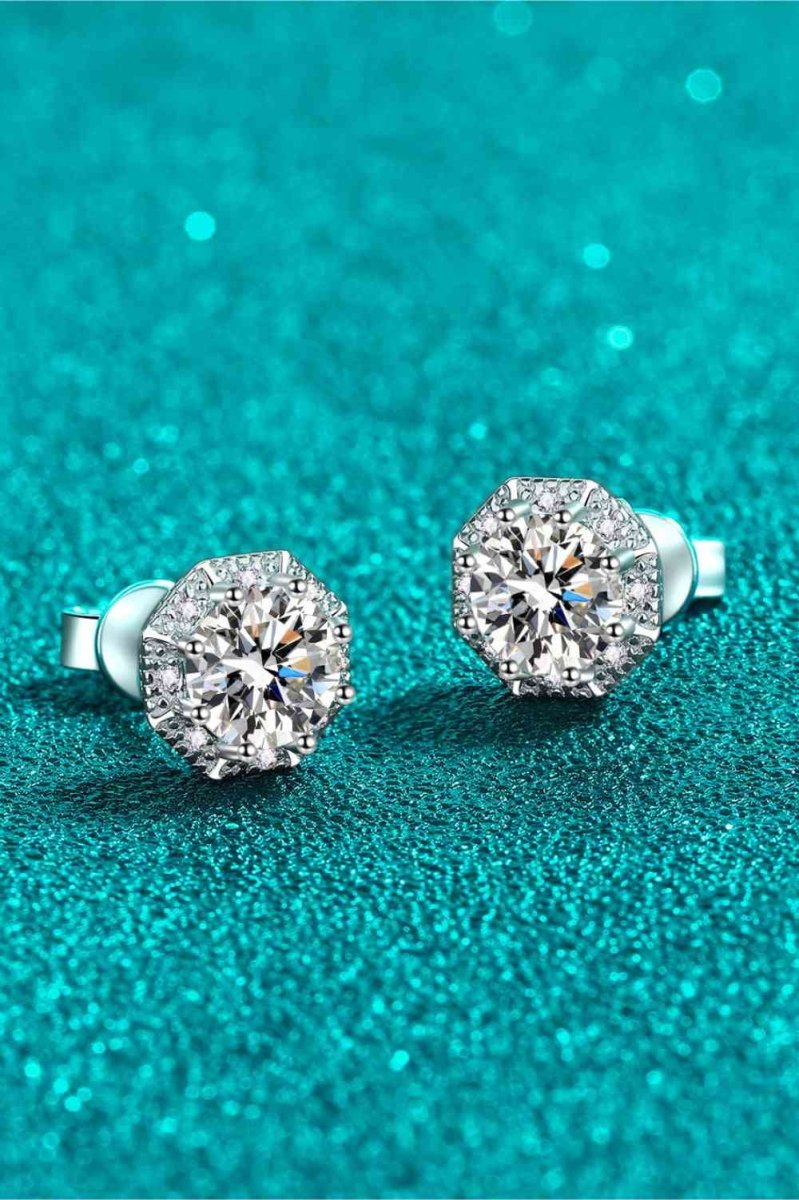 2 Carat Moissanite 925 Sterling Silver Stud Earrings - HOUSE OF SHE