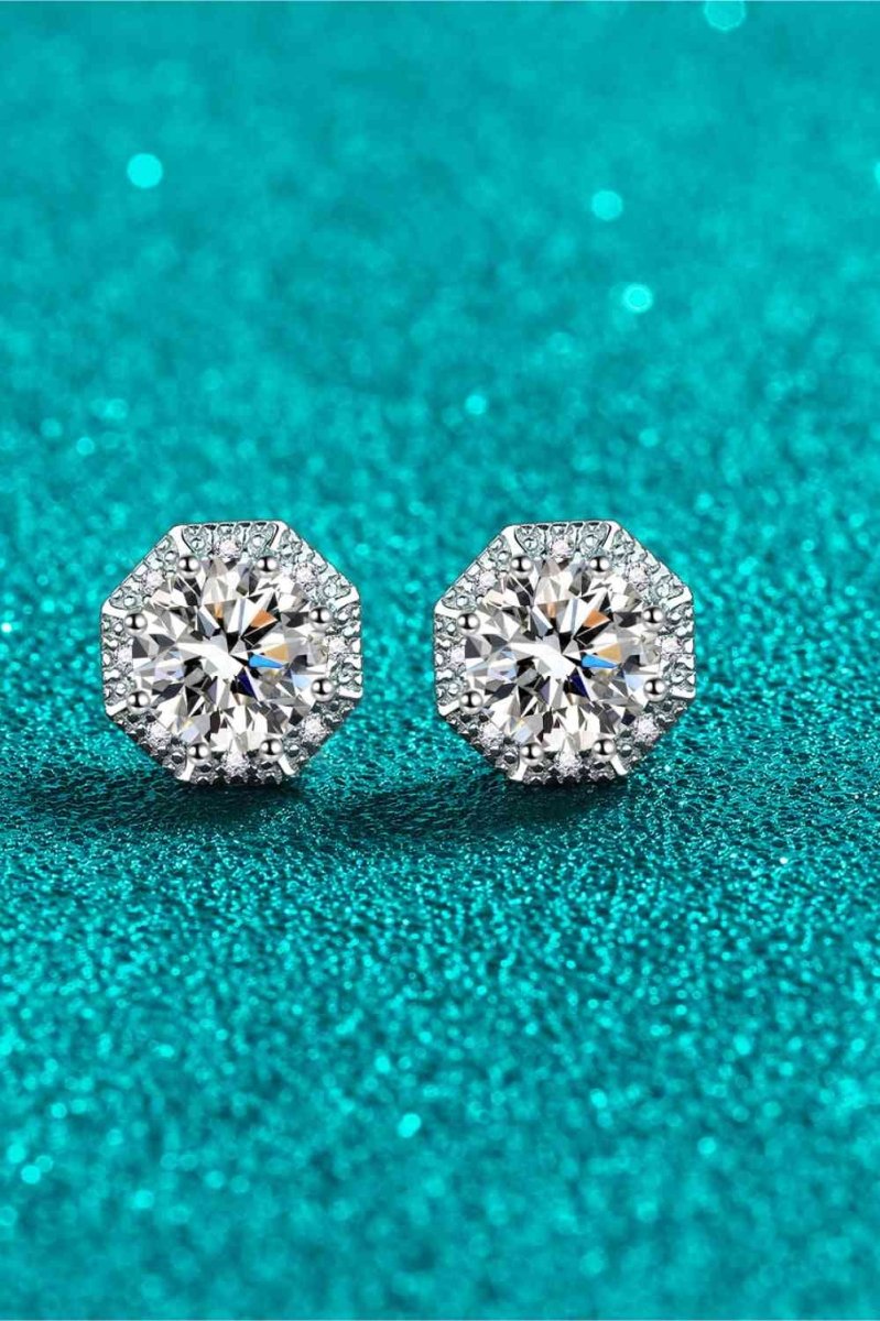 2 Carat Moissanite 925 Sterling Silver Stud Earrings - HOUSE OF SHE