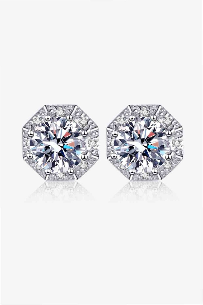 2 Carat Moissanite 925 Sterling Silver Stud Earrings - HOUSE OF SHE