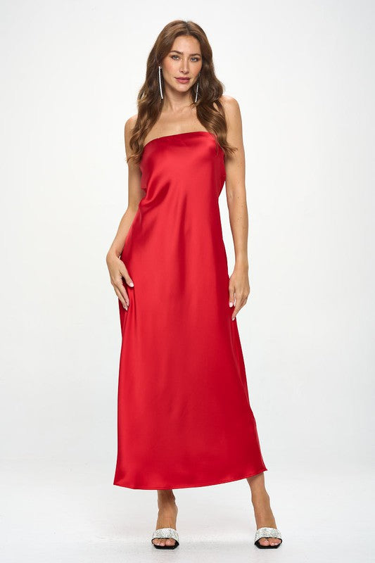 Lia Silky Satin Tube Draped Dress  HOUSE OF SHE