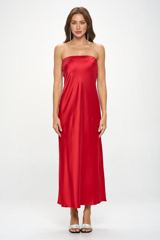 Lia Silky Satin Tube Draped Dress  HOUSE OF SHE
