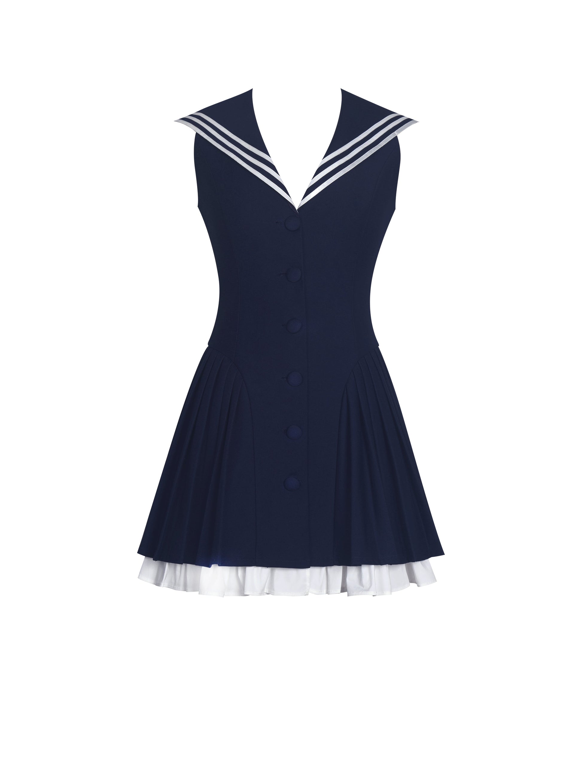 Calliope Navy Sailor Pleated Mini Dress