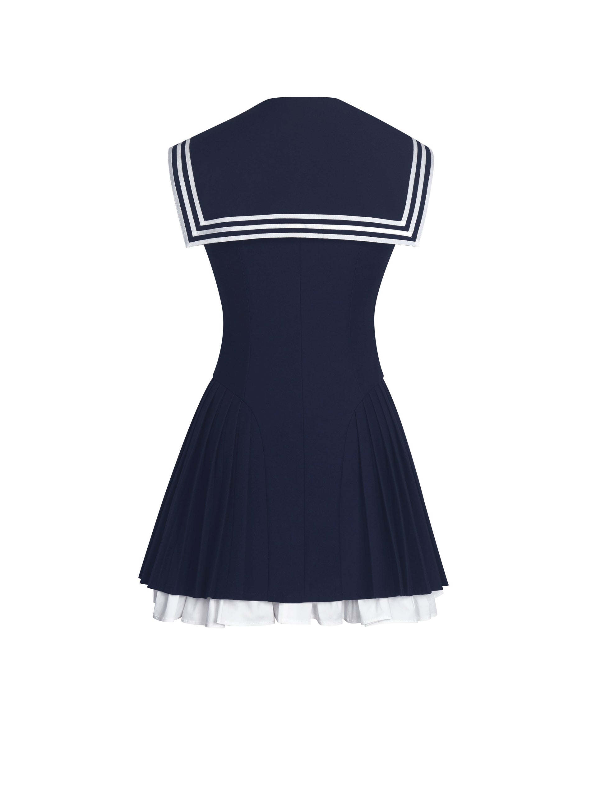 Calliope Navy Sailor Pleated Mini Dress