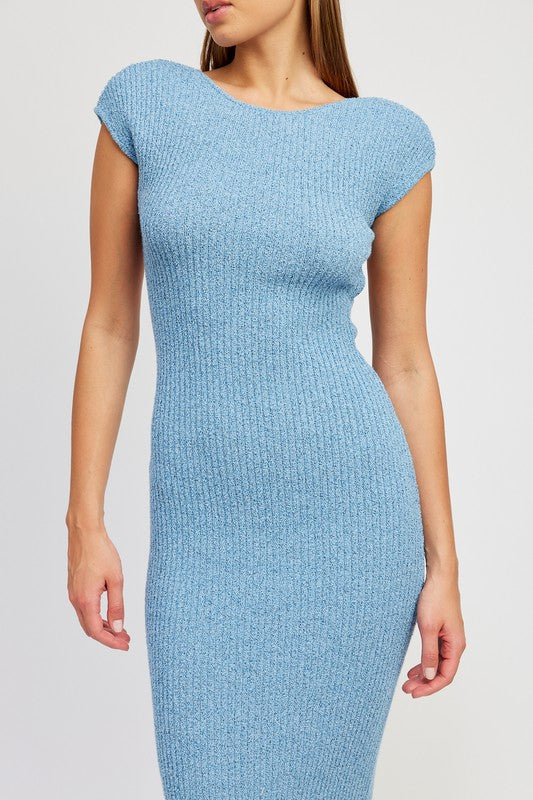 Cap Sleeve Bodycon Dress With Open Back  HOUSE OF SHE
