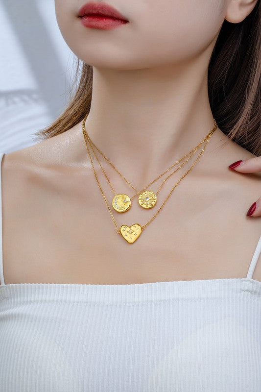 STAINLESS STEEL CELESTIAL PENDANT NECKLACE  HOUSE OF SHE