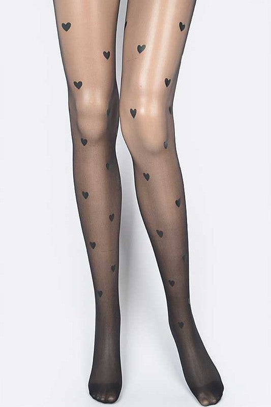 Small Heart Print Fashion Sheer Stocking - HOUSE OF SHE