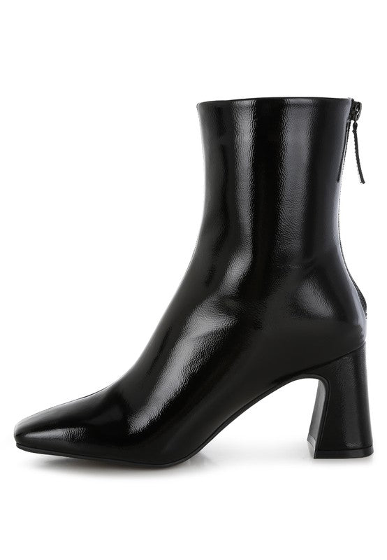 Kostaka Patent Square Toe Ankle Boots  HOUSE OF SHE