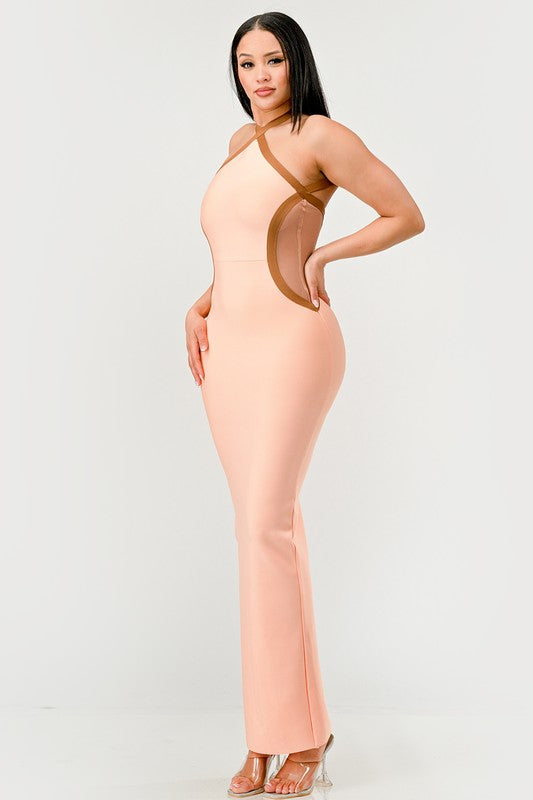 Peaches and Cream Infinity Gown Bandage Dress - HOUSE OF SHE