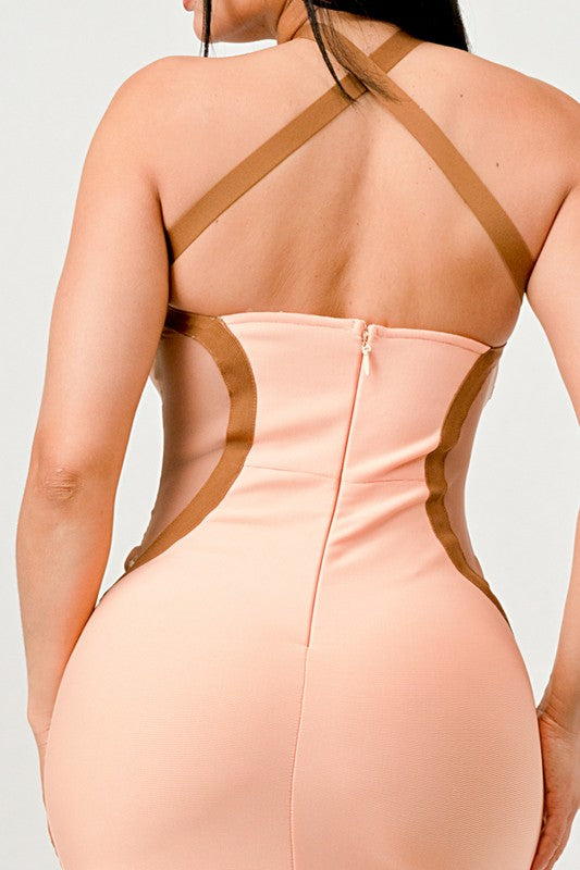 Peaches and Cream Infinity Gown Bandage Dress - HOUSE OF SHE