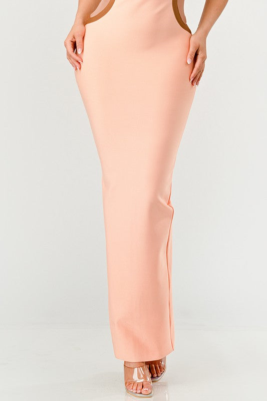 Peaches and Cream Infinity Gown Bandage Dress - HOUSE OF SHE
