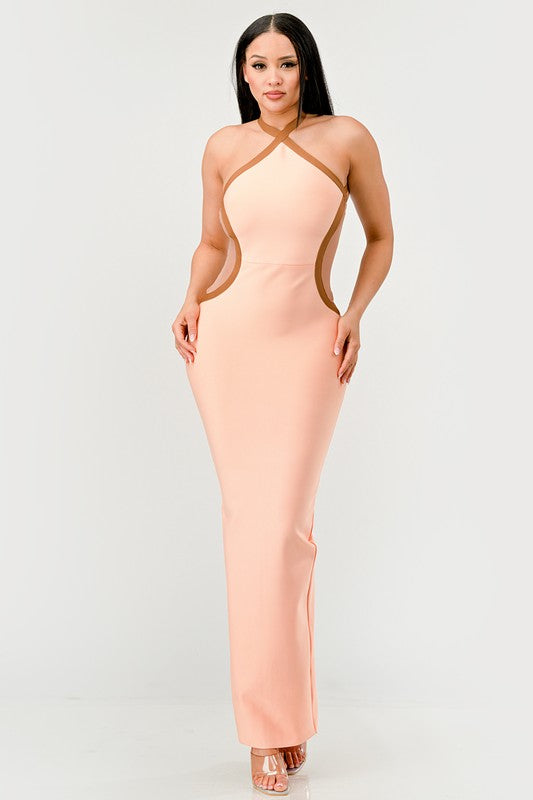 Peaches and Cream Infinity Gown Bandage Dress - HOUSE OF SHE