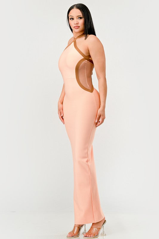 Peaches and Cream Infinity Gown Bandage Dress - HOUSE OF SHE