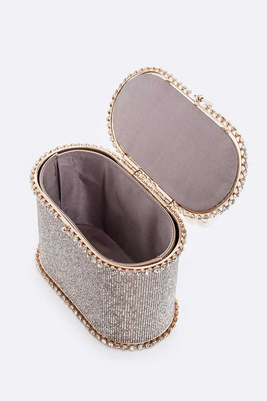 Pearl Handle Iconic Rhinestone Box Clutch - HOUSE OF SHE