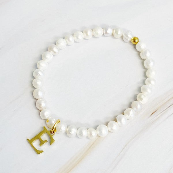 Freshwater Pearl Initial Charm Bracelet  HOUSE OF SHE