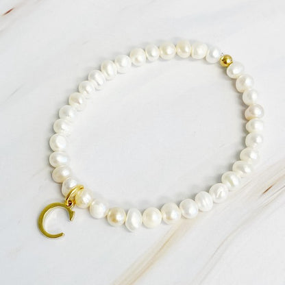 Freshwater Pearl Initial Charm Bracelet  HOUSE OF SHE