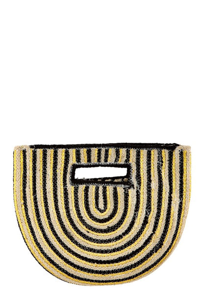 Half Circle Straw Stripe Handbag  HOUSE OF SHE