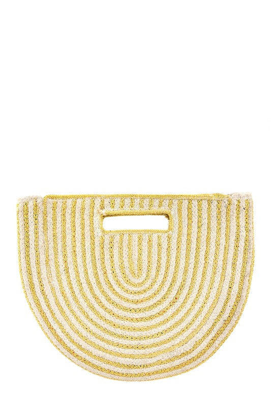 Half Circle Straw Stripe Handbag  HOUSE OF SHE