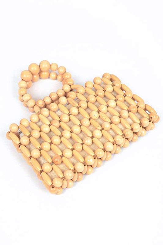 Alba Wooden Beads Top Handle Clutch - HOUSE OF SHE