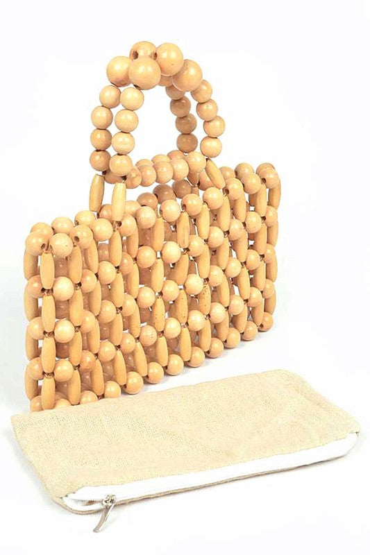 Alba Wooden Beads Top Handle Clutch - HOUSE OF SHE