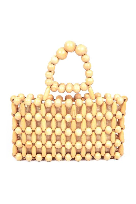 Alba Wooden Beads Top Handle Clutch - HOUSE OF SHE
