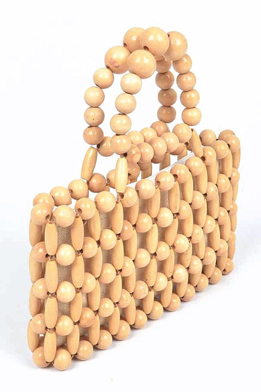 Alba Wooden Beads Top Handle Clutch - HOUSE OF SHE