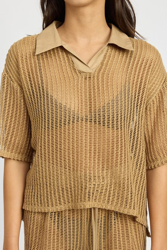 Collared Lounge Shirt  HOUSE OF SHE