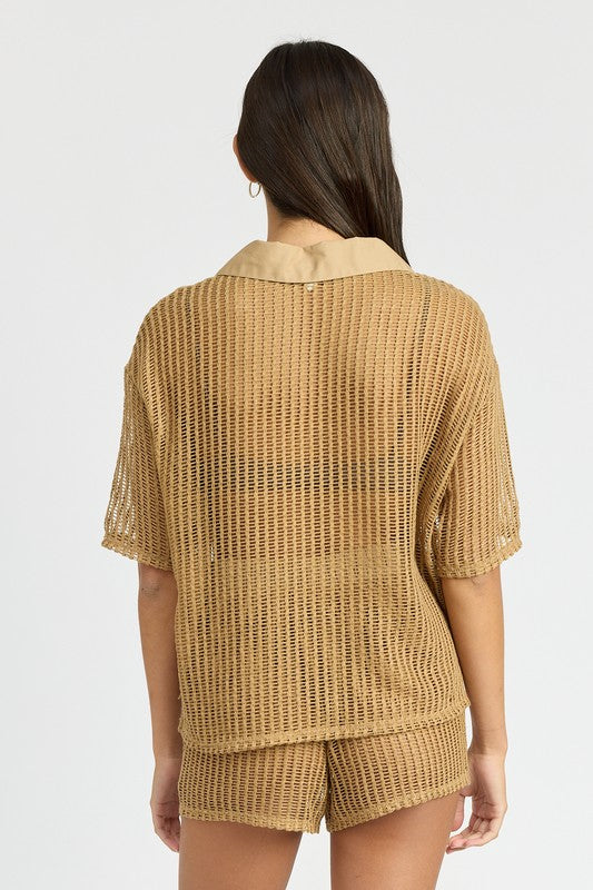 Collared Lounge Shirt  HOUSE OF SHE