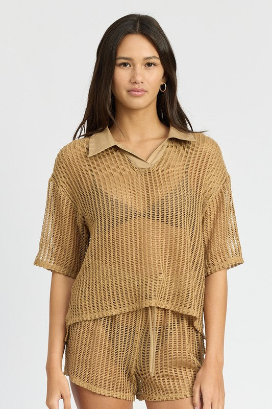 Collared Lounge Shirt  HOUSE OF SHE