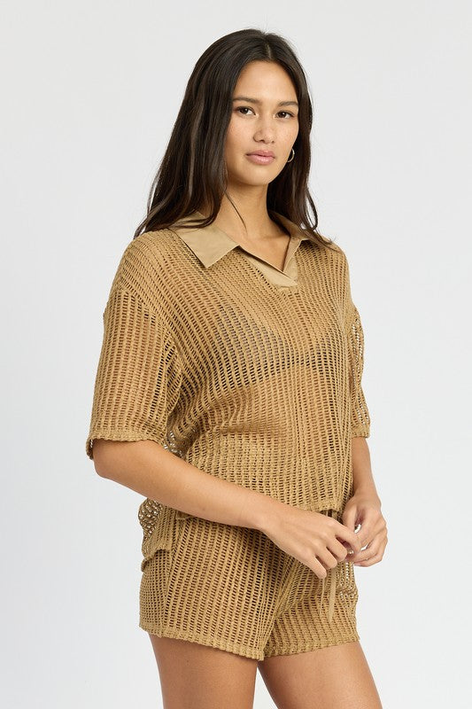 Collared Lounge Shirt  HOUSE OF SHE