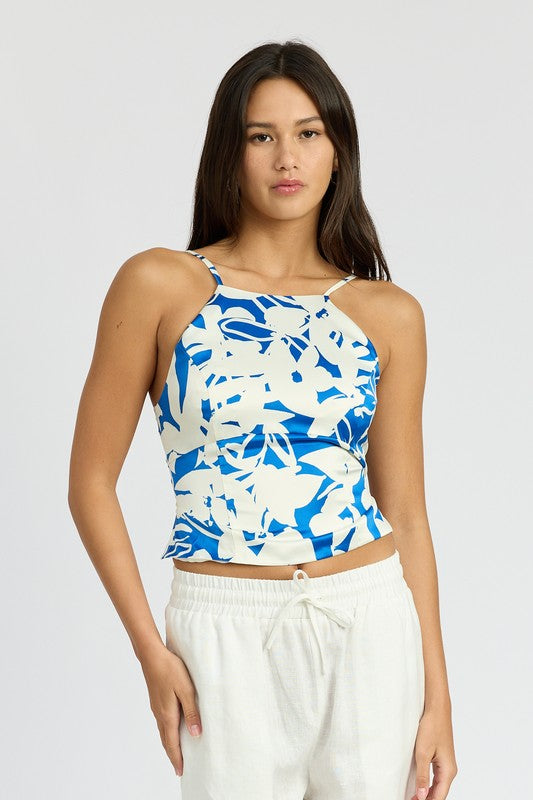 Lace Up Back Halter Neck Top  HOUSE OF SHE